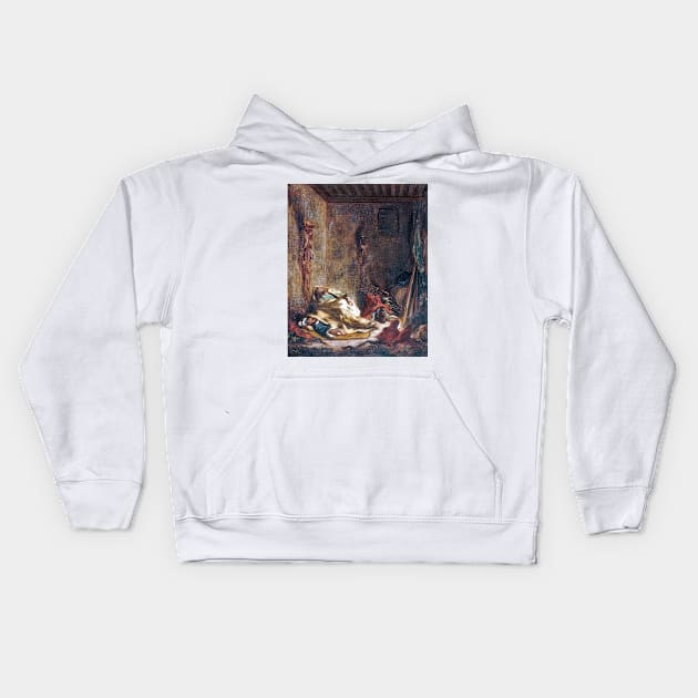 Eugène Delacroix The Guardhouse in Meknes Kids Hoodie by pdpress